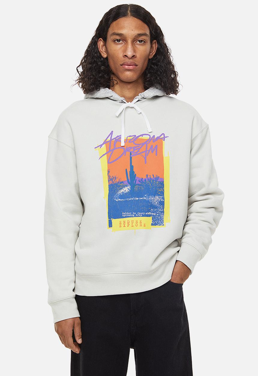H&M - Relaxed fit printed sweatshirt - light greige/arizon