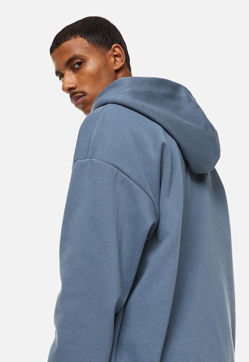 H&M - Relaxed fit zip-through hoodie - blue/w