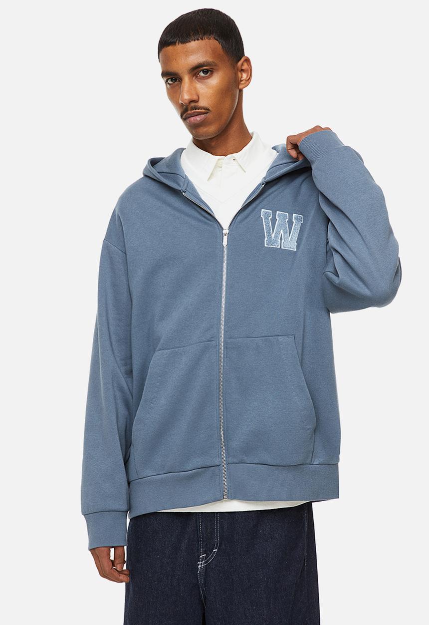 H&M - Relaxed fit zip-through hoodie - blue/w