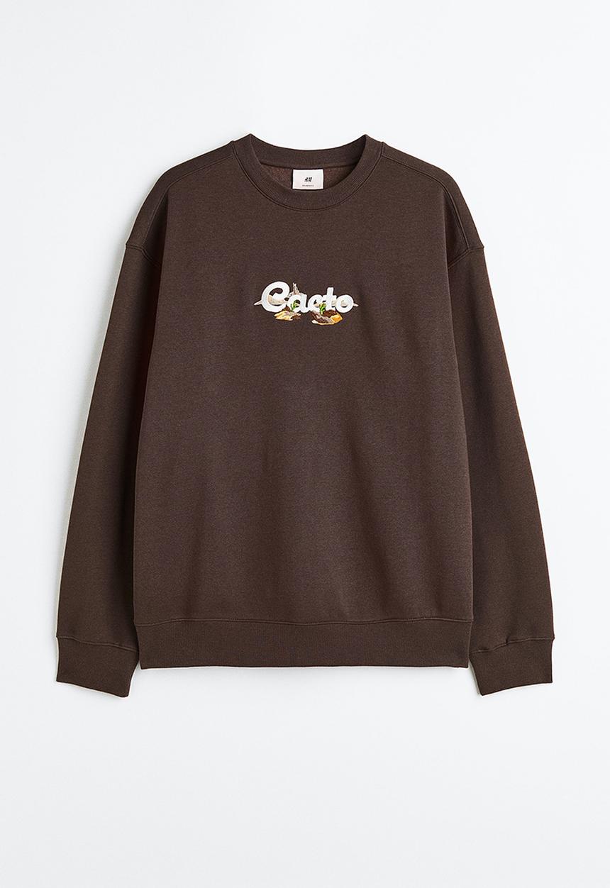 H&M - Relaxed fit printed sweatshirt - brown / cacto 