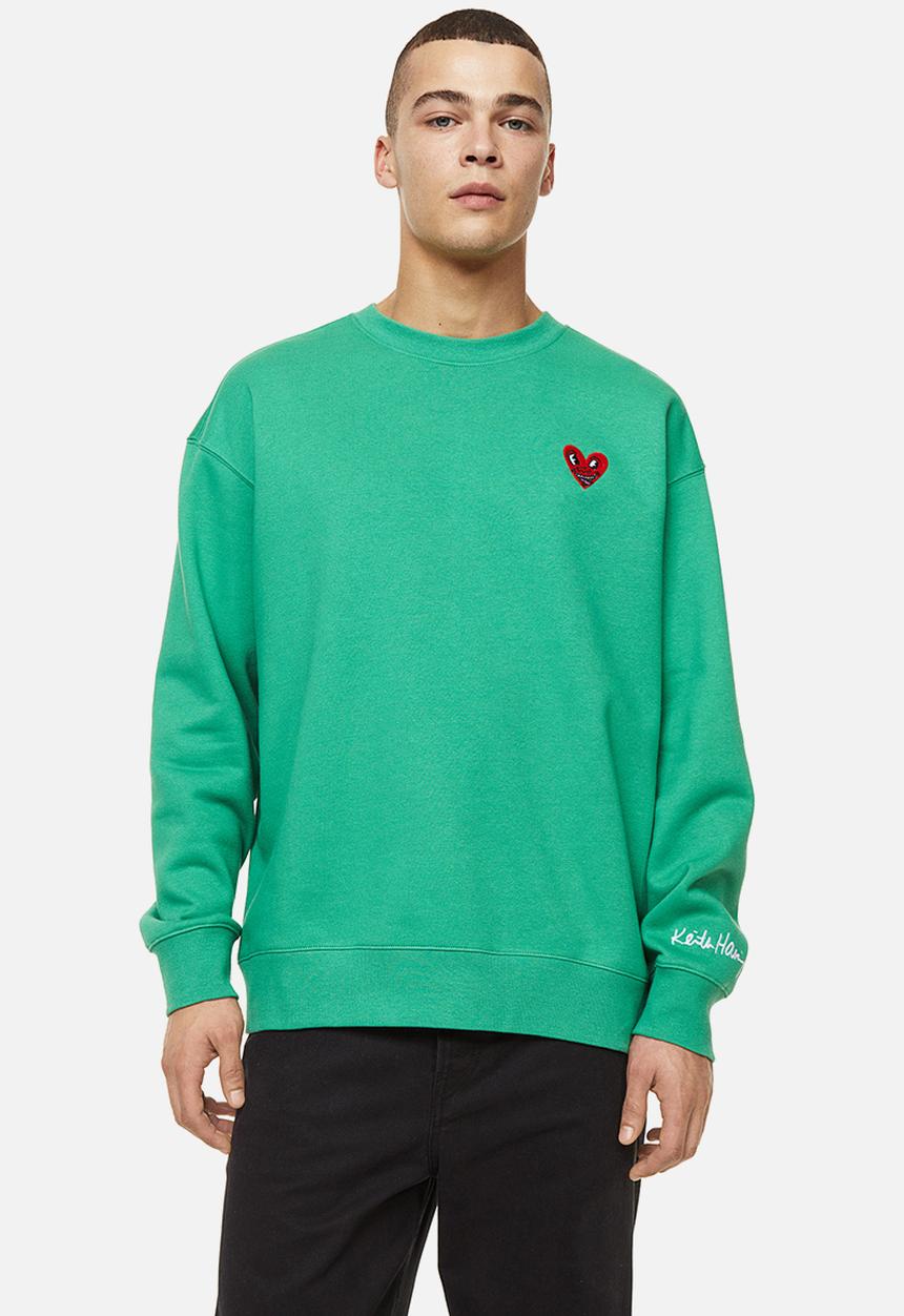 H&M - Relaxed fit sweatshirt - green/keith haring