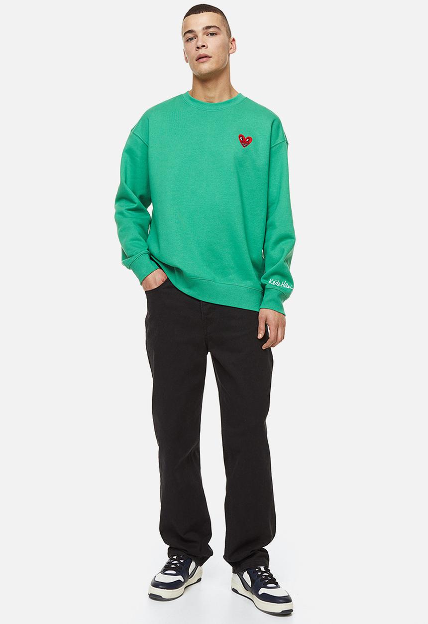 H&M - Relaxed fit sweatshirt - green/keith haring