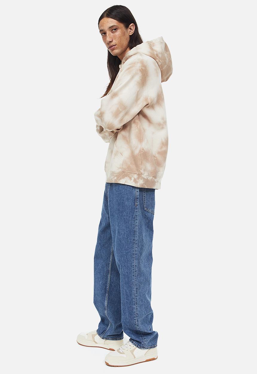 H&M - Relaxed fit printed hoodie - beige/restless university