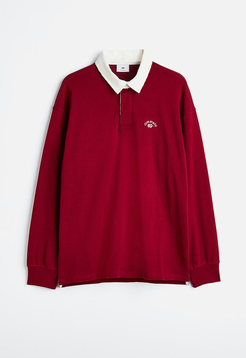 H&M - Relaxed fit rugby shirt - red/off path