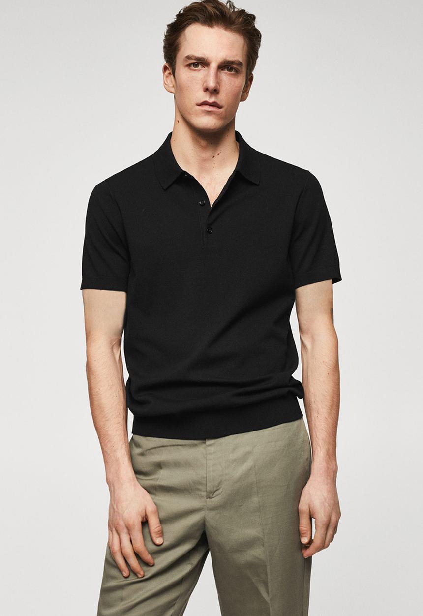 MANGO - Polo shirt arraona - black