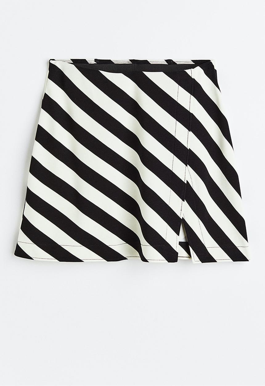 H&M - Short wrapover skirt - black/white striped