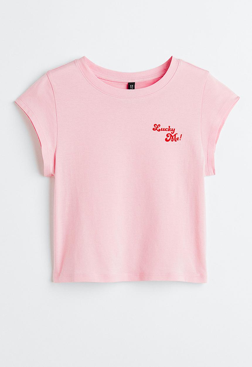 H&M - Printed top - light pink/lucky me! 