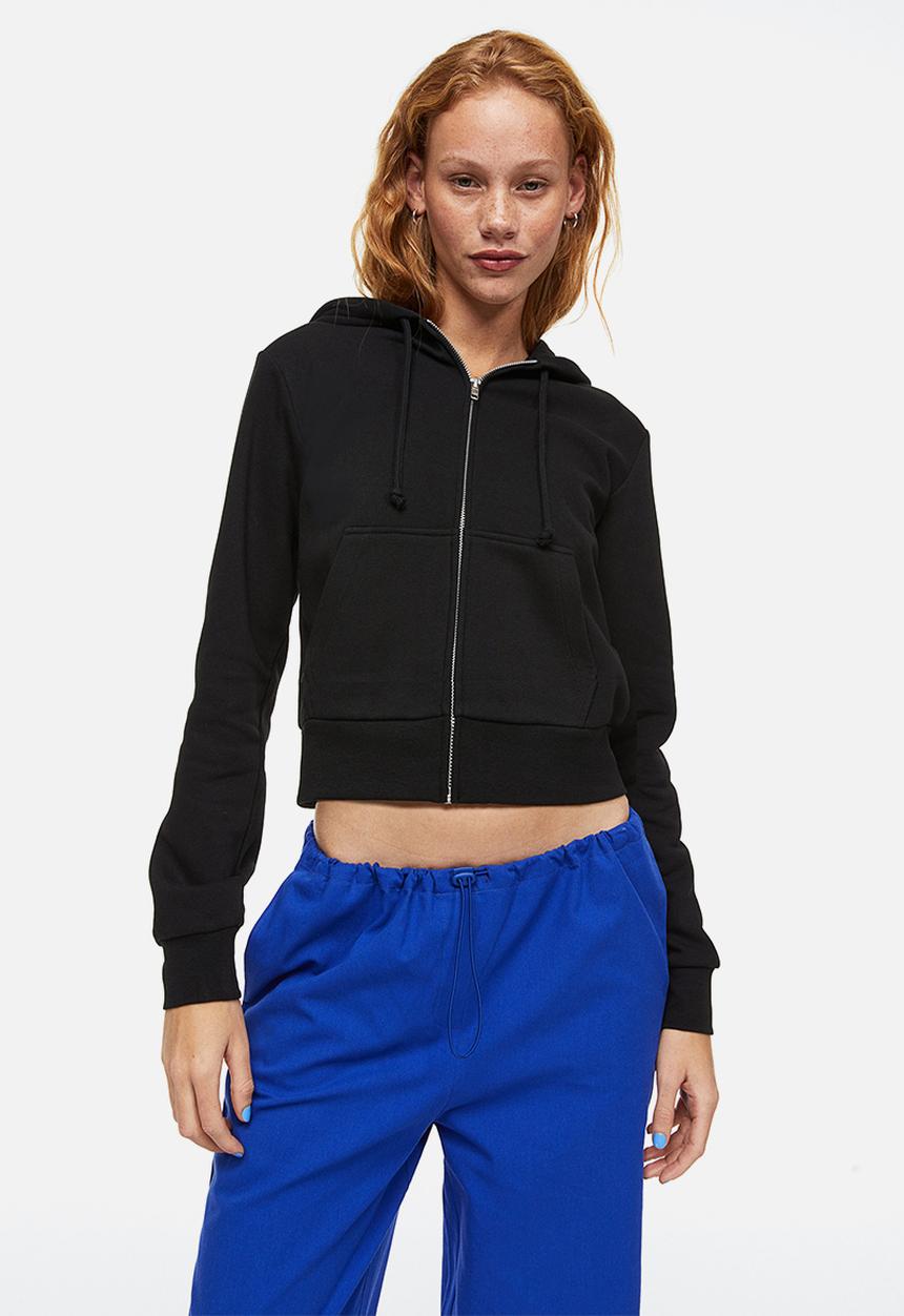 H&M - Short zip-through hoodie - black