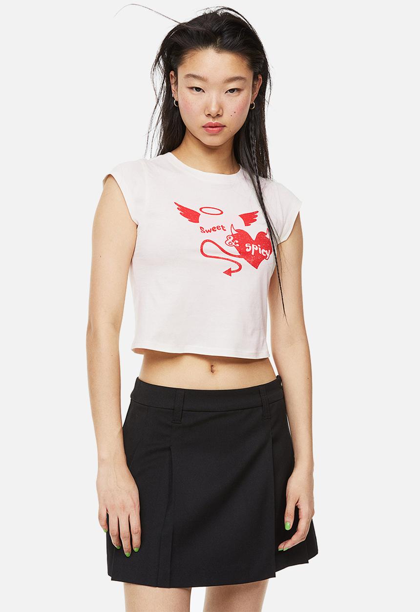 H&M - Printed top - cream/sweet & spicy 