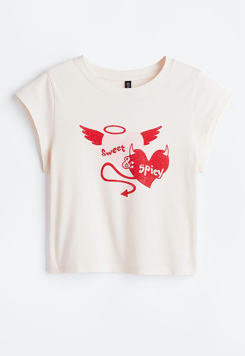 H&M - Printed top - cream/sweet & spicy 