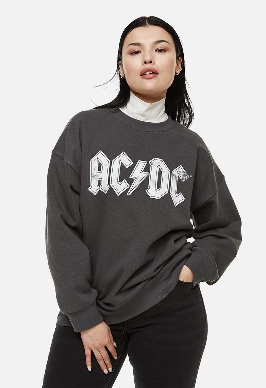 H&M - Oversized sweatshirt - dark grey/ac/dc 