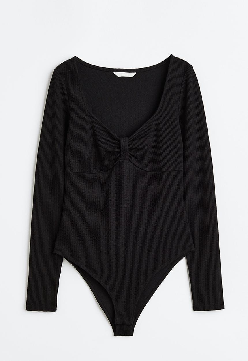 H&M - Ribbed jersey body - black