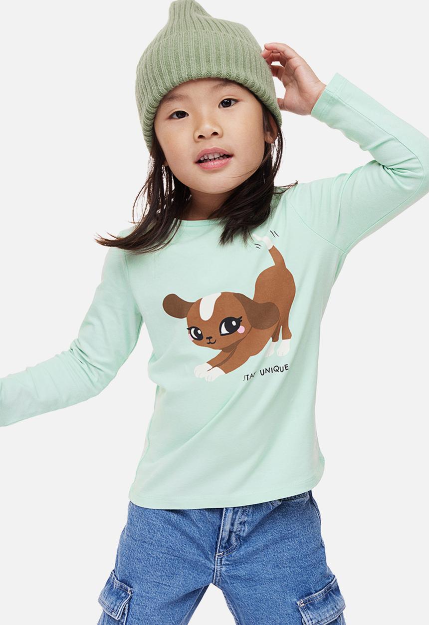 H&M - Printed jersey top - light green/stay unique