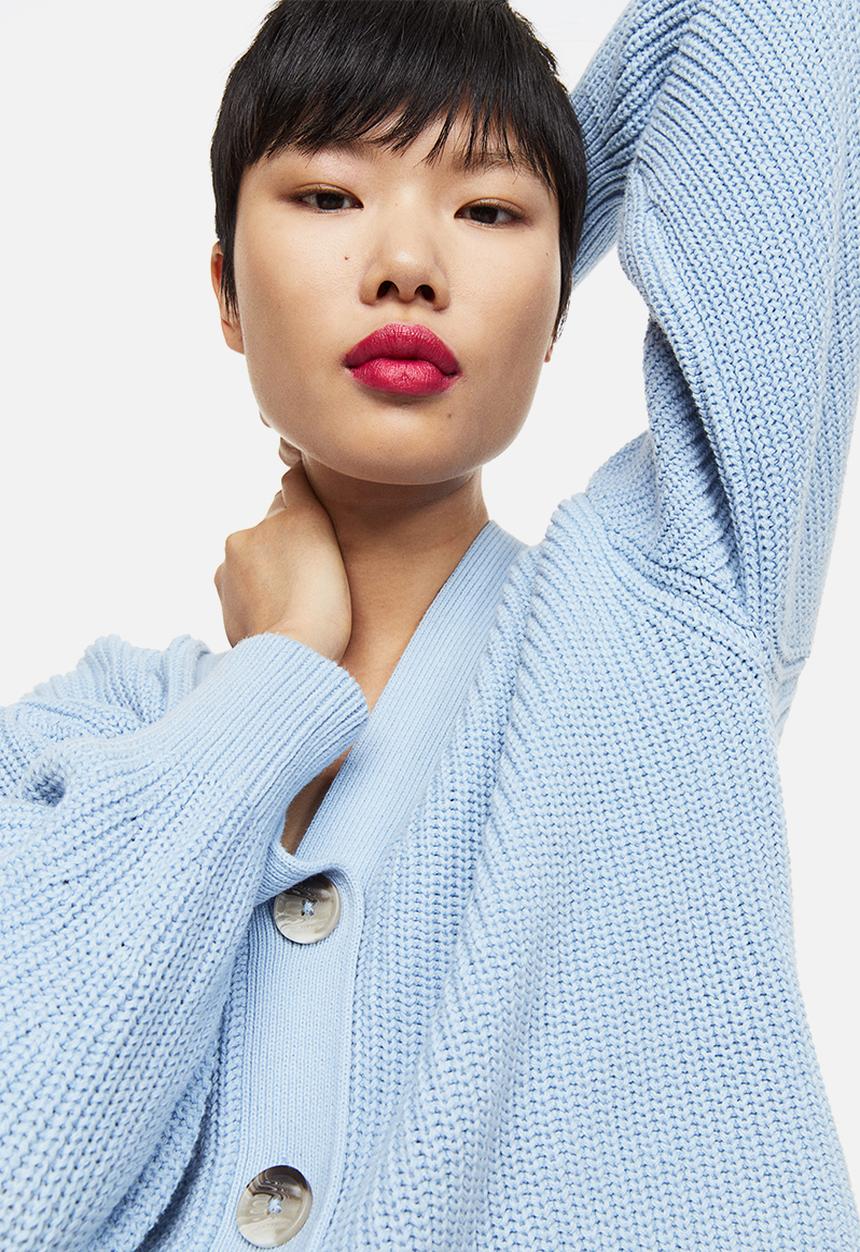 H&M - Rib-knit cardigan - light blue