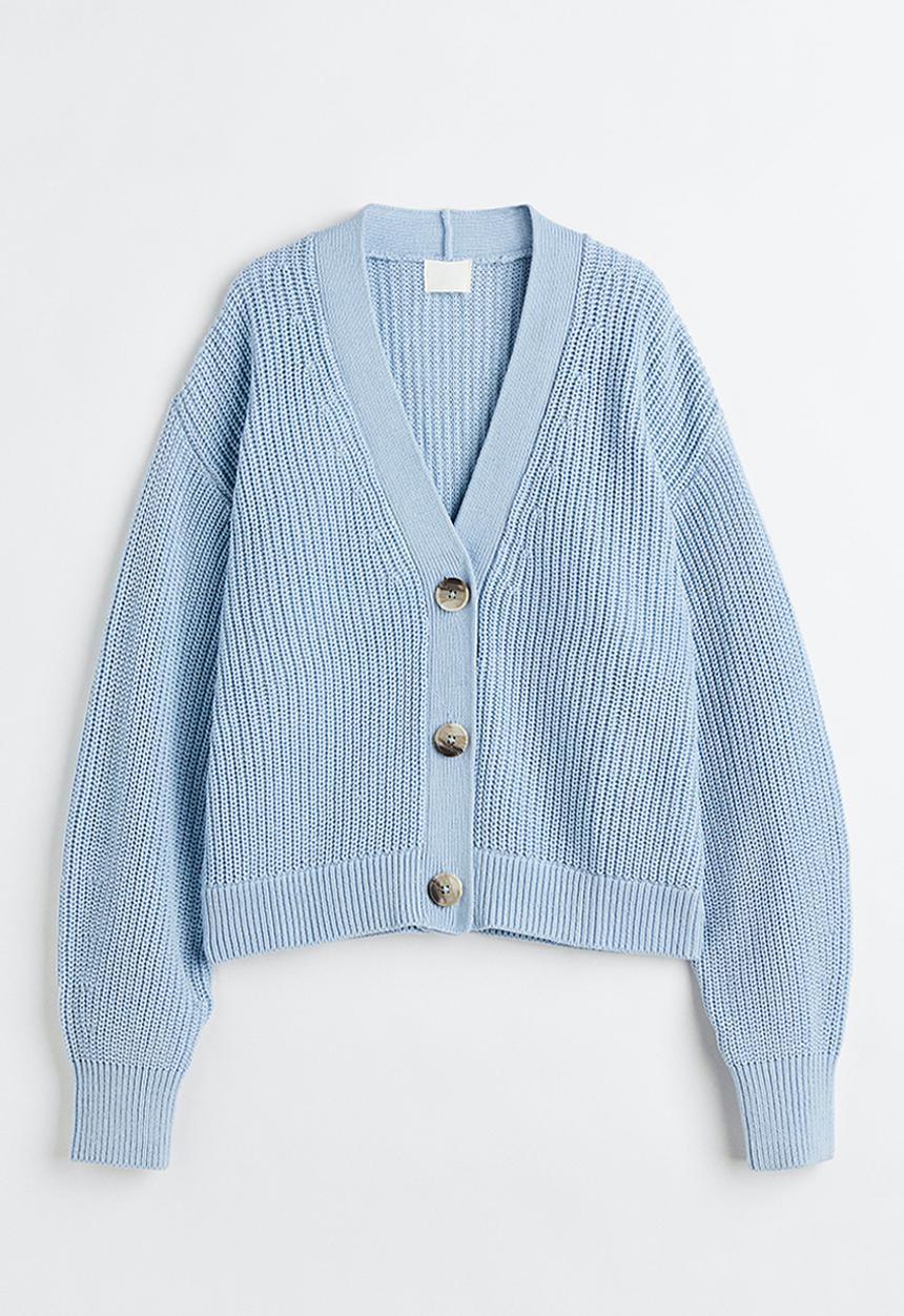 H&M - Rib-knit cardigan - light blue
