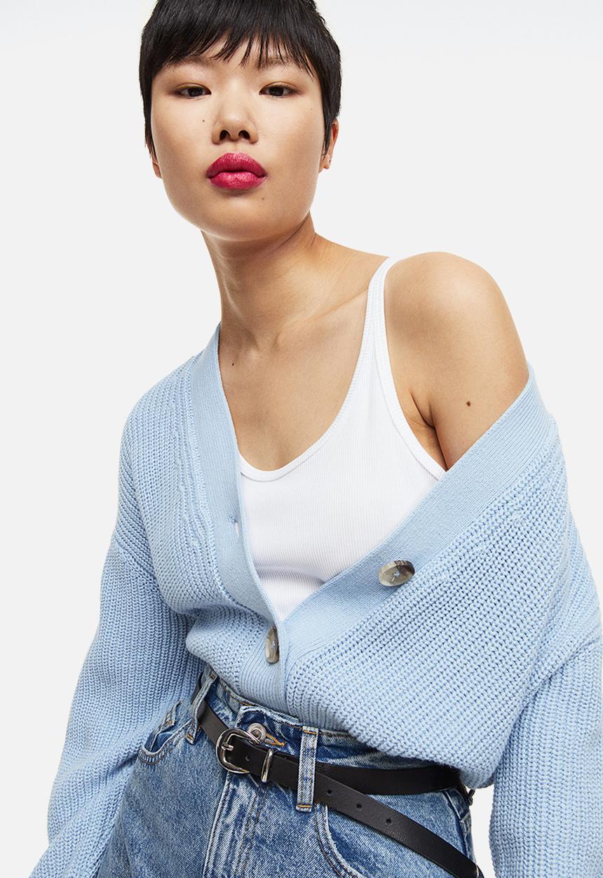 H&M - Rib-knit cardigan - light blue