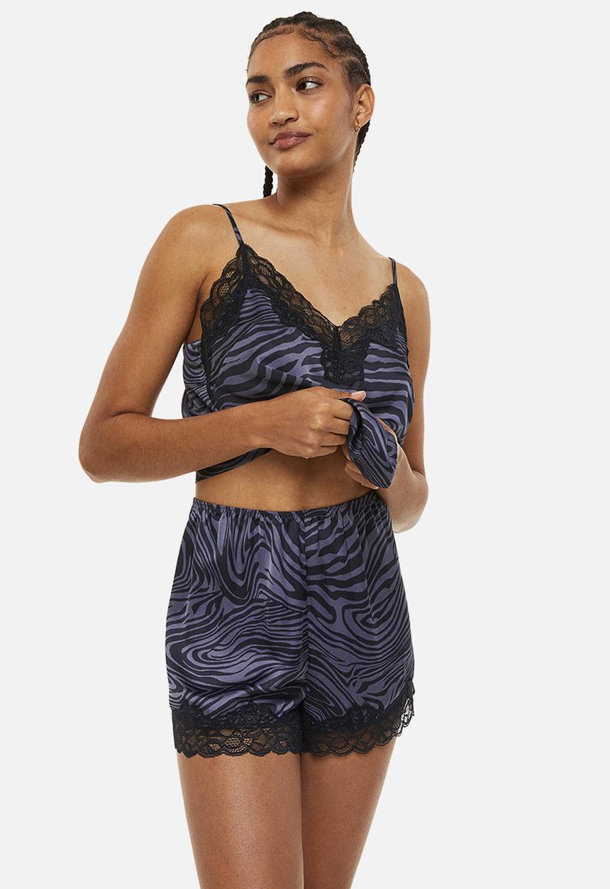 H&M - Pyjama cami top and shorts - purple 