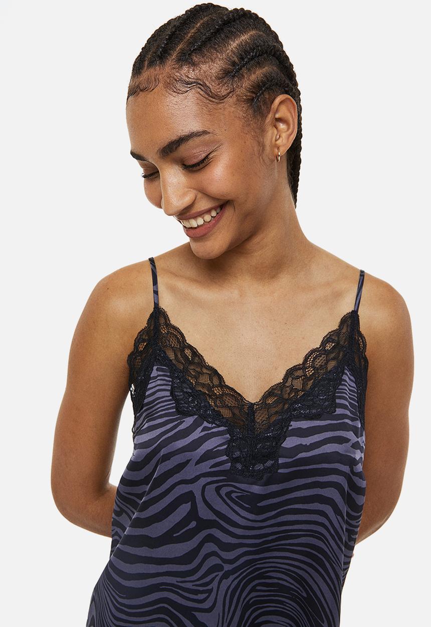 H&M - Pyjama cami top and shorts - purple 