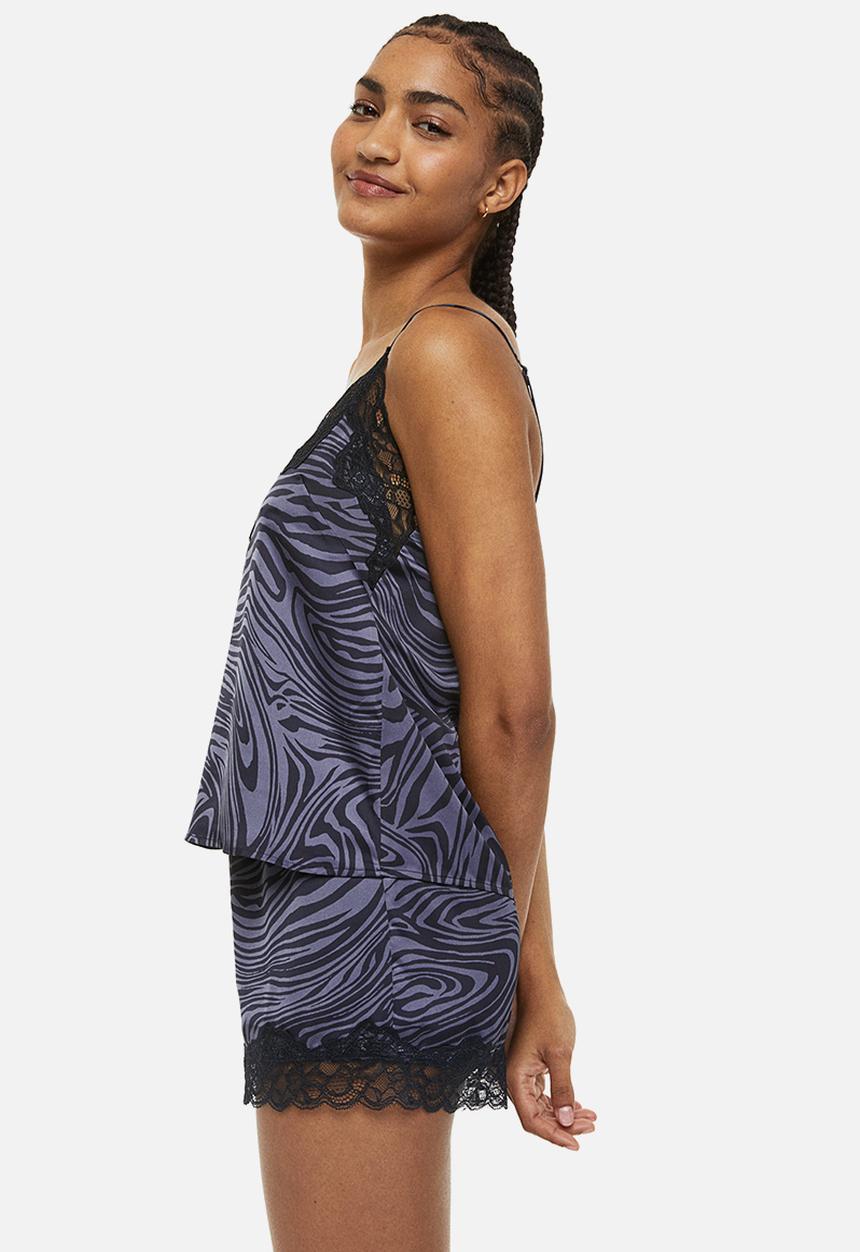 H&M - Pyjama cami top and shorts - purple 