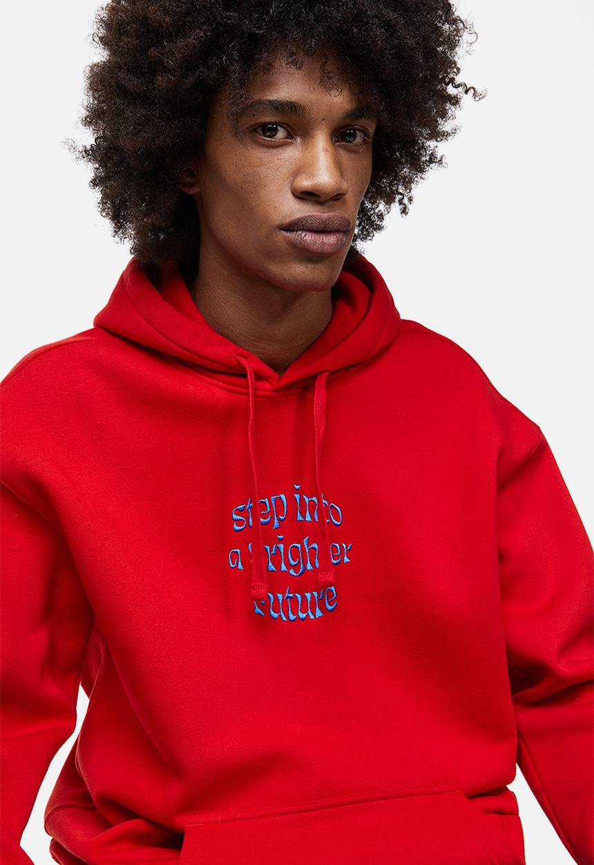 H&M - Relaxed fit printed hoodie - red / brighter future 