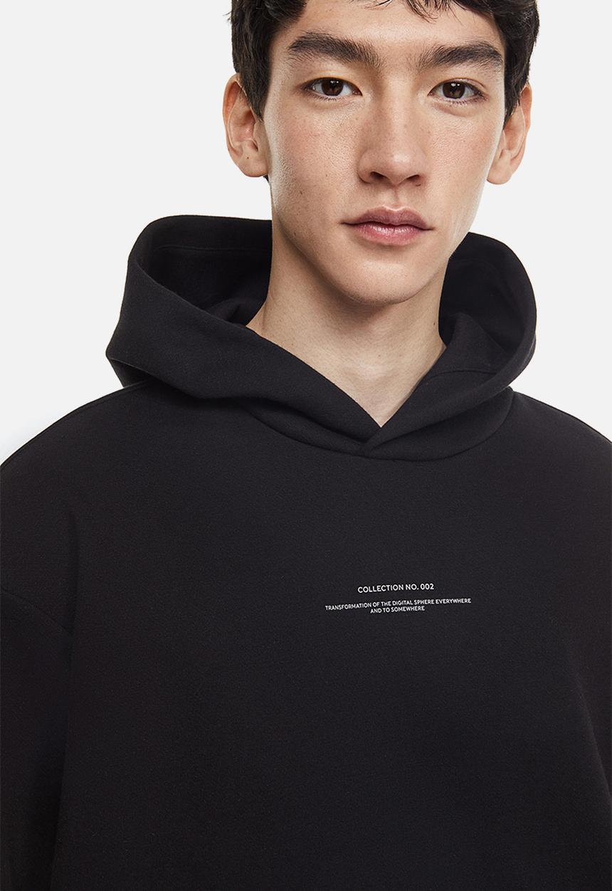 H&M - Relaxed fit printed hoodie - black / everywhere somewhere 