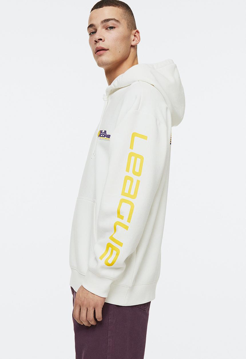 H&M - Relaxed fit printed hoodie - White / L.A. Core 