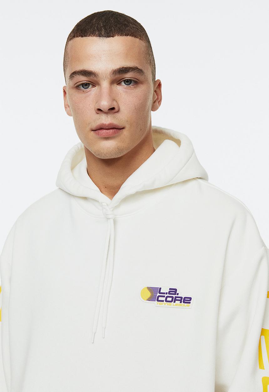 H&M - Relaxed fit printed hoodie - White / L.A. Core 
