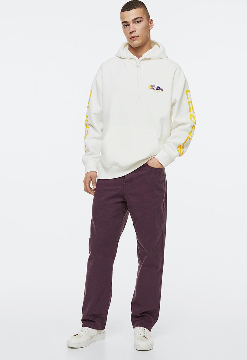 H&M - Relaxed fit printed hoodie - White / L.A. Core 