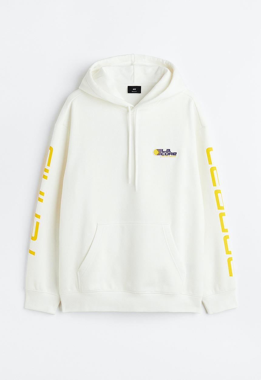 H&M - Relaxed fit printed hoodie - White / L.A. Core 