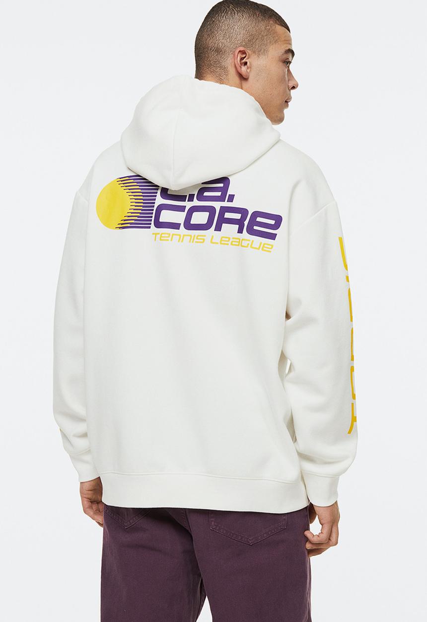 H&M - Relaxed fit printed hoodie - White / L.A. Core 