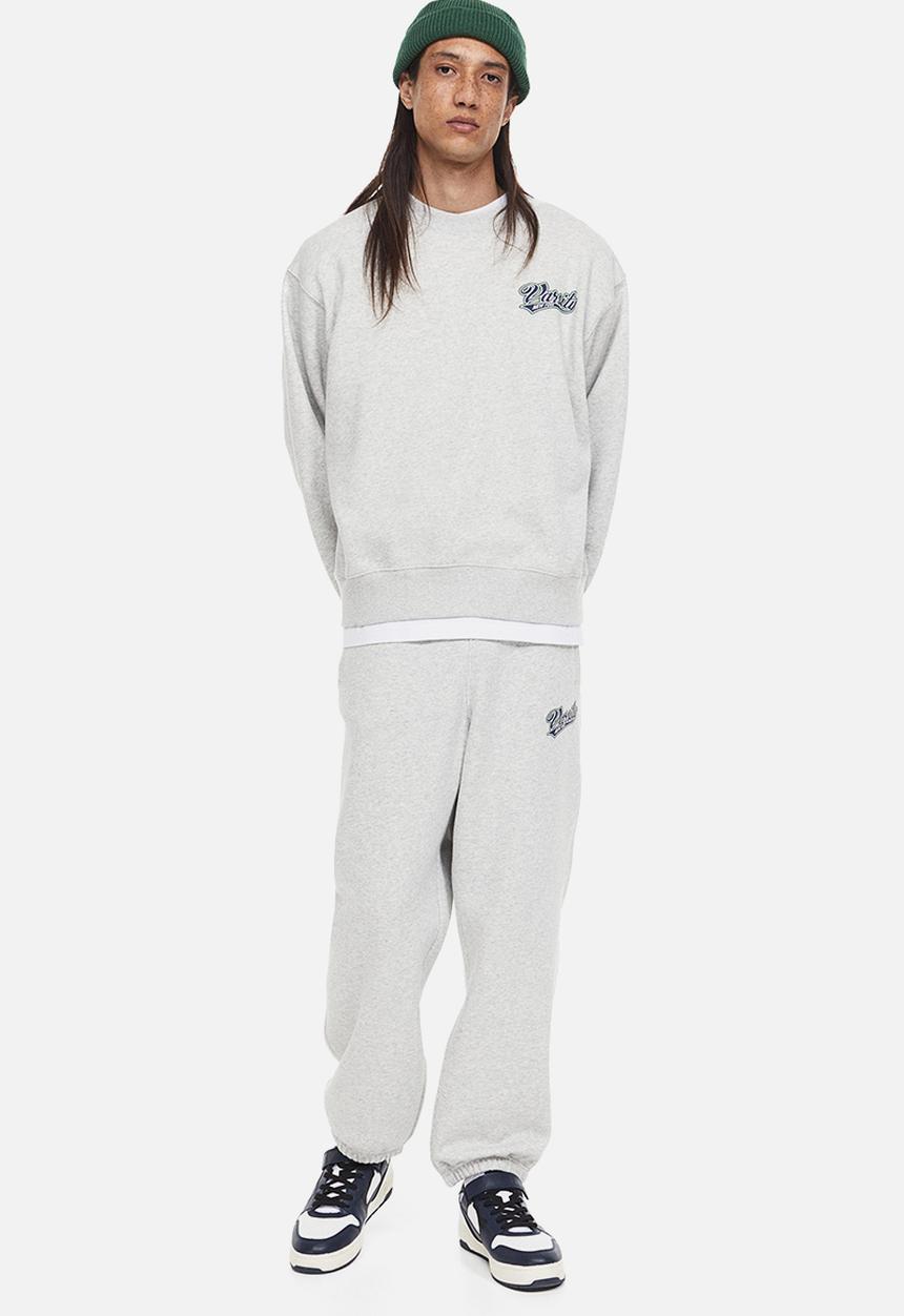 H&M - Oversized fit printed sweatshirt - light grey marl / varsity 