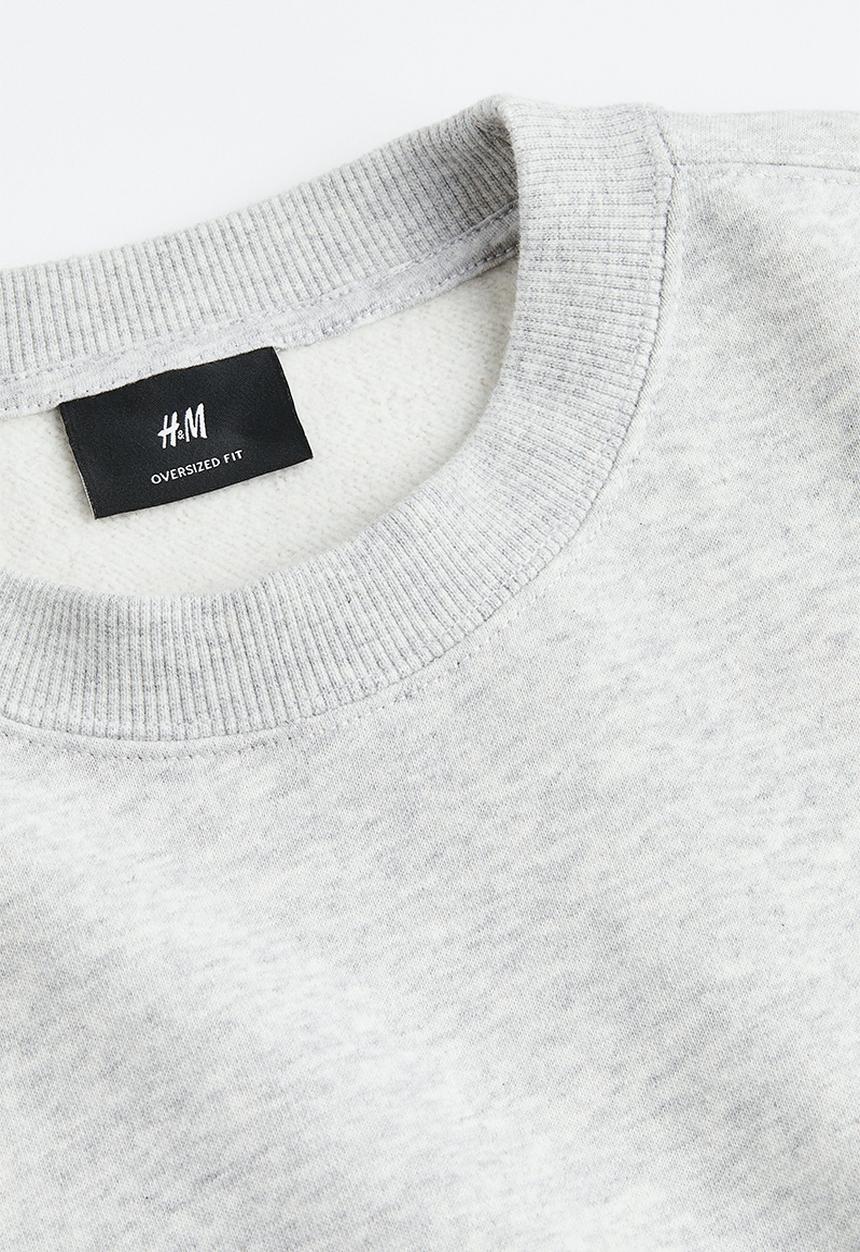 H&M - Oversized fit printed sweatshirt - light grey marl / varsity 