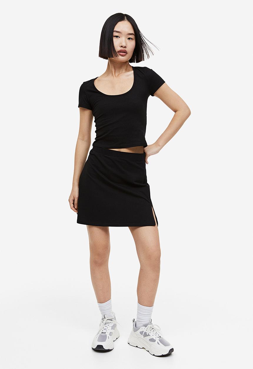 H&M - Cotton jersey top - black