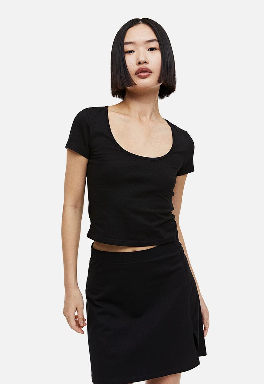 H&M - Cotton jersey top - black