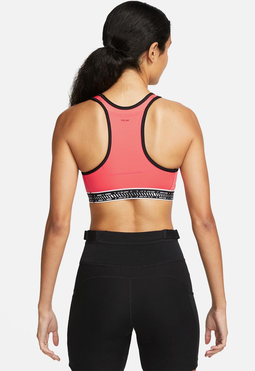 Nike - W nk swsh on the run bra - ember glow/black/white/white