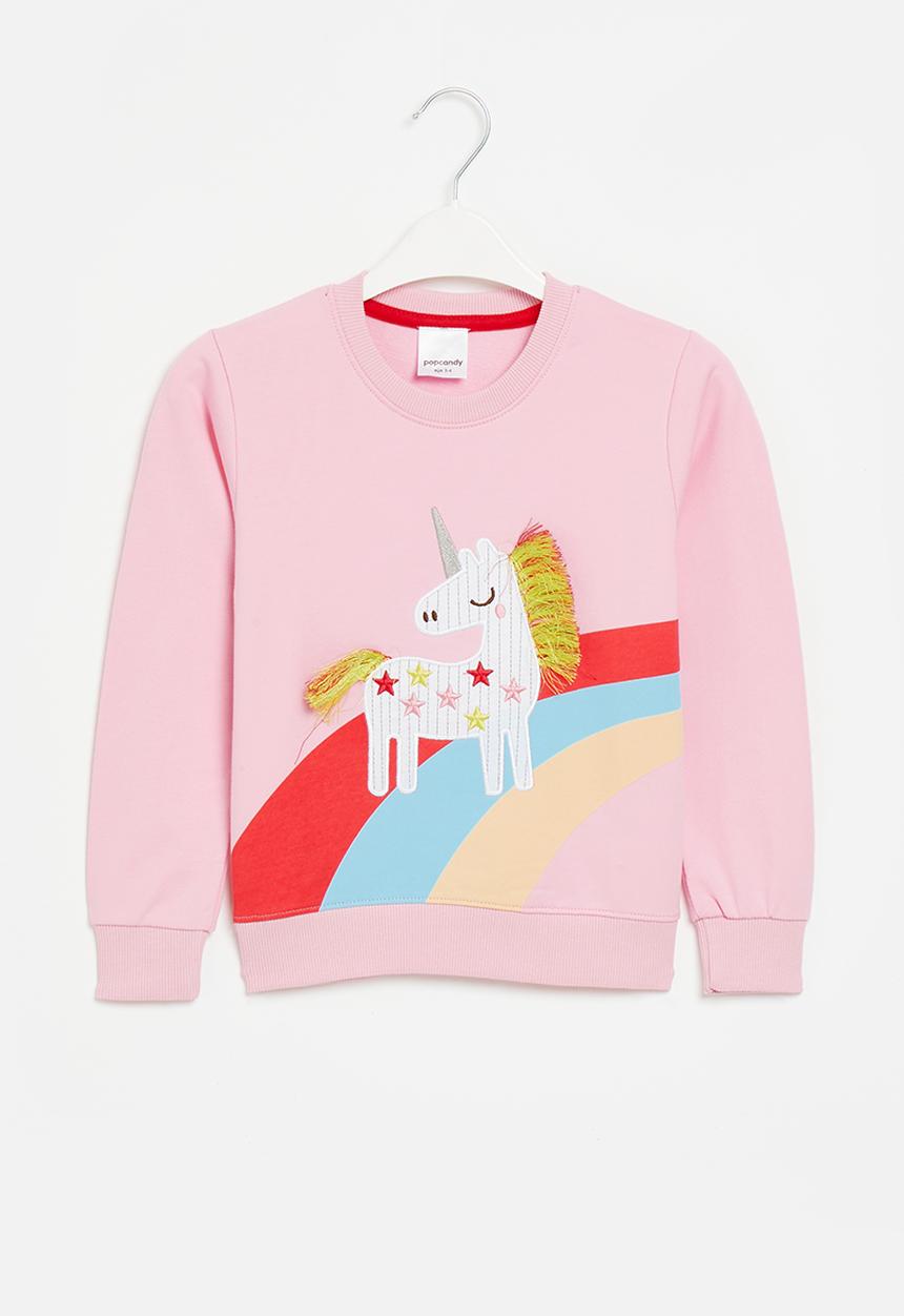 Pop Candy - Girls unicorn rainbow sweatop - pink