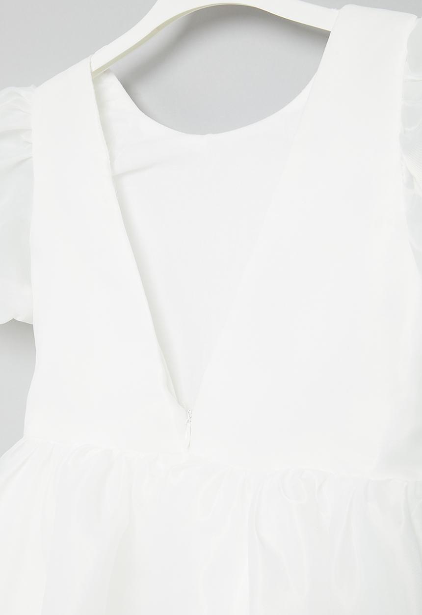 Pop Candy - Puff sleeve occasion dress - white