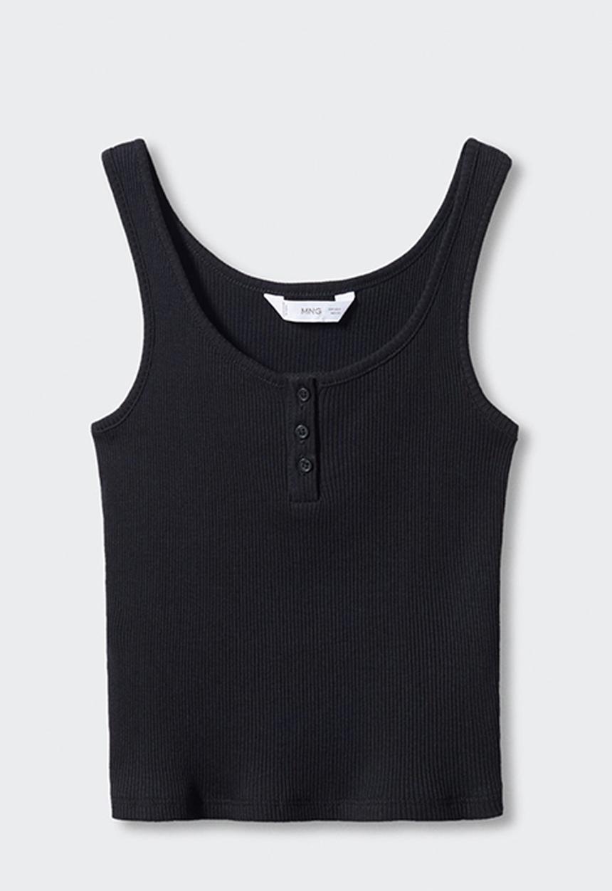 MANGO - T-shirt orchid - black