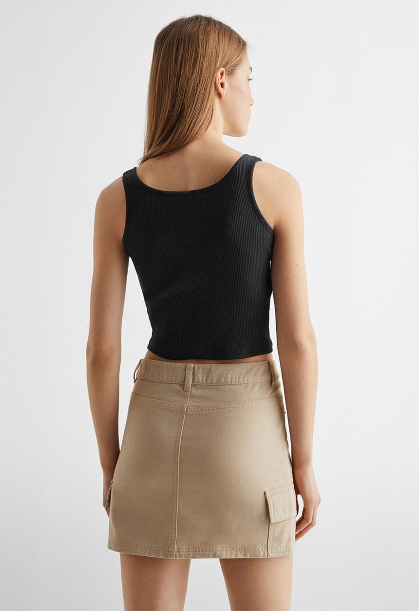 MANGO - T-shirt orchid - black
