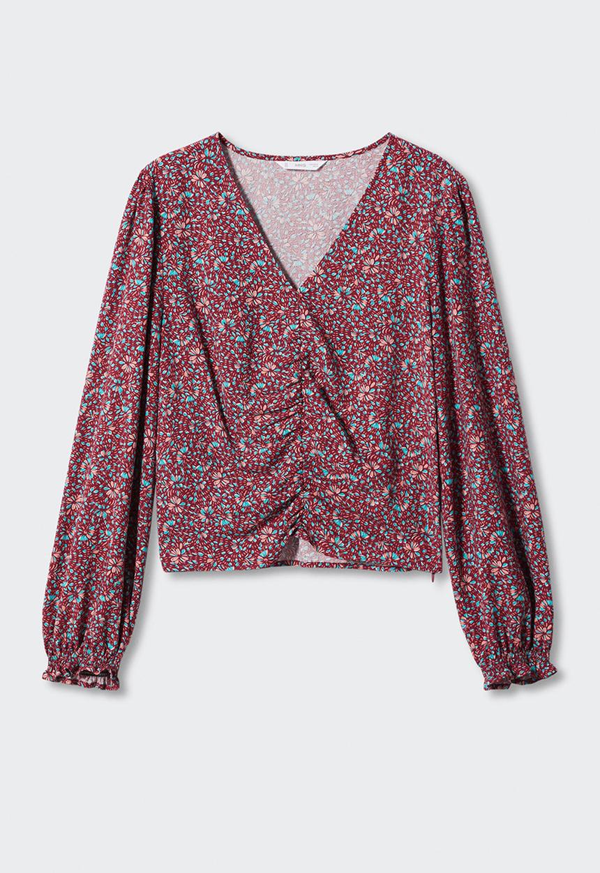 MANGO - Blouse lion - bordeaux