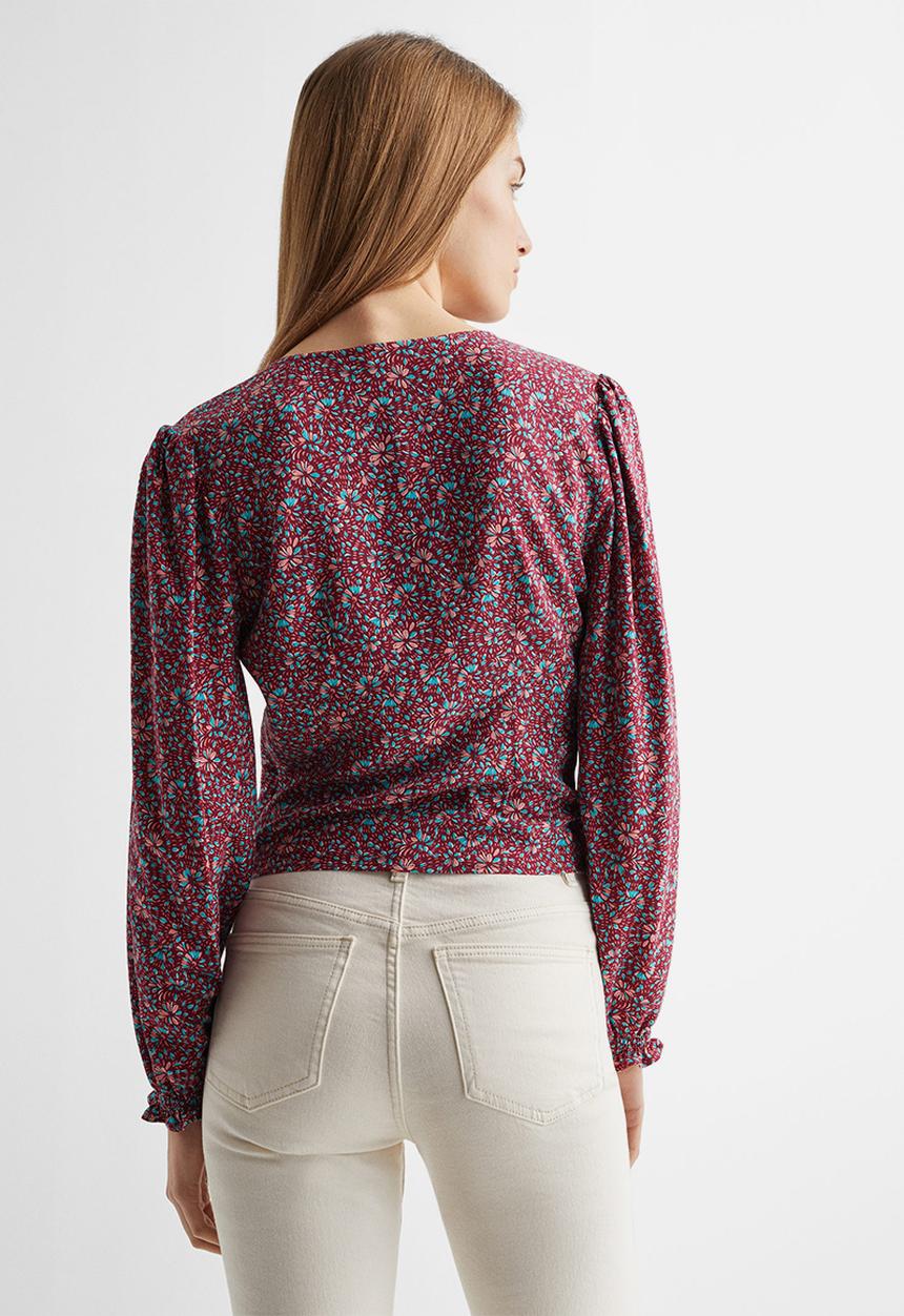 MANGO - Blouse lion - bordeaux