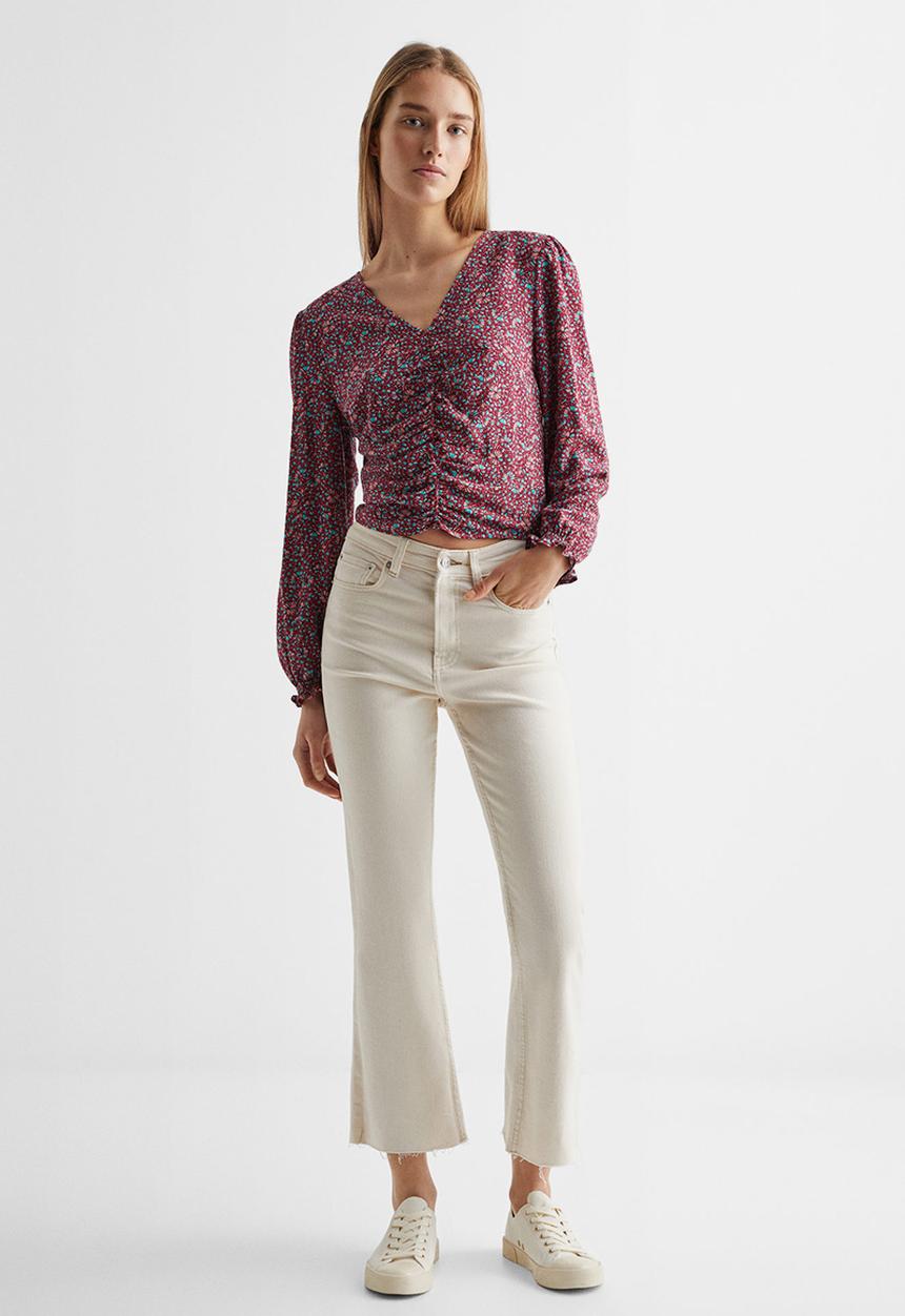 MANGO - Blouse lion - bordeaux