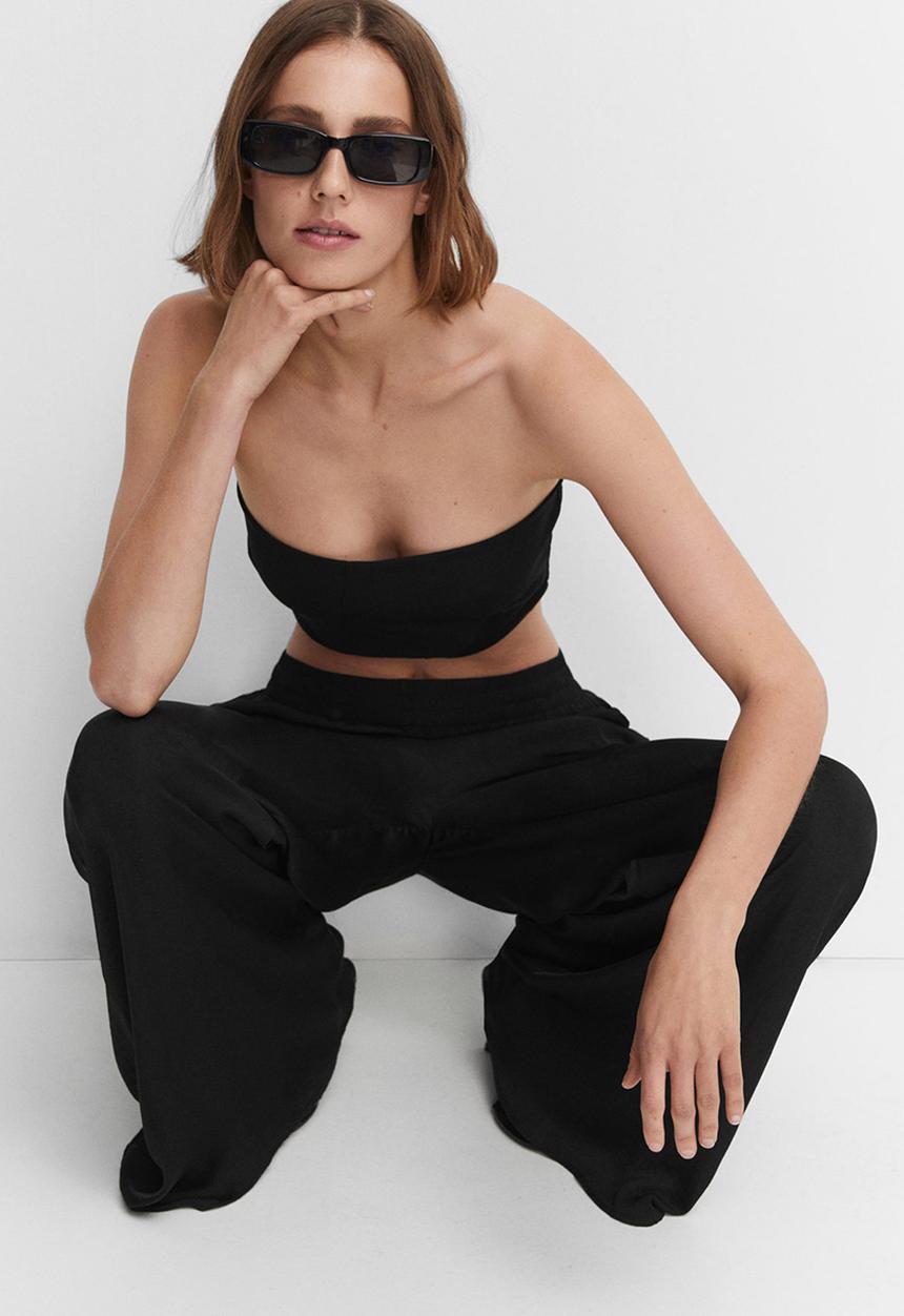 MANGO - Trousers moon - black