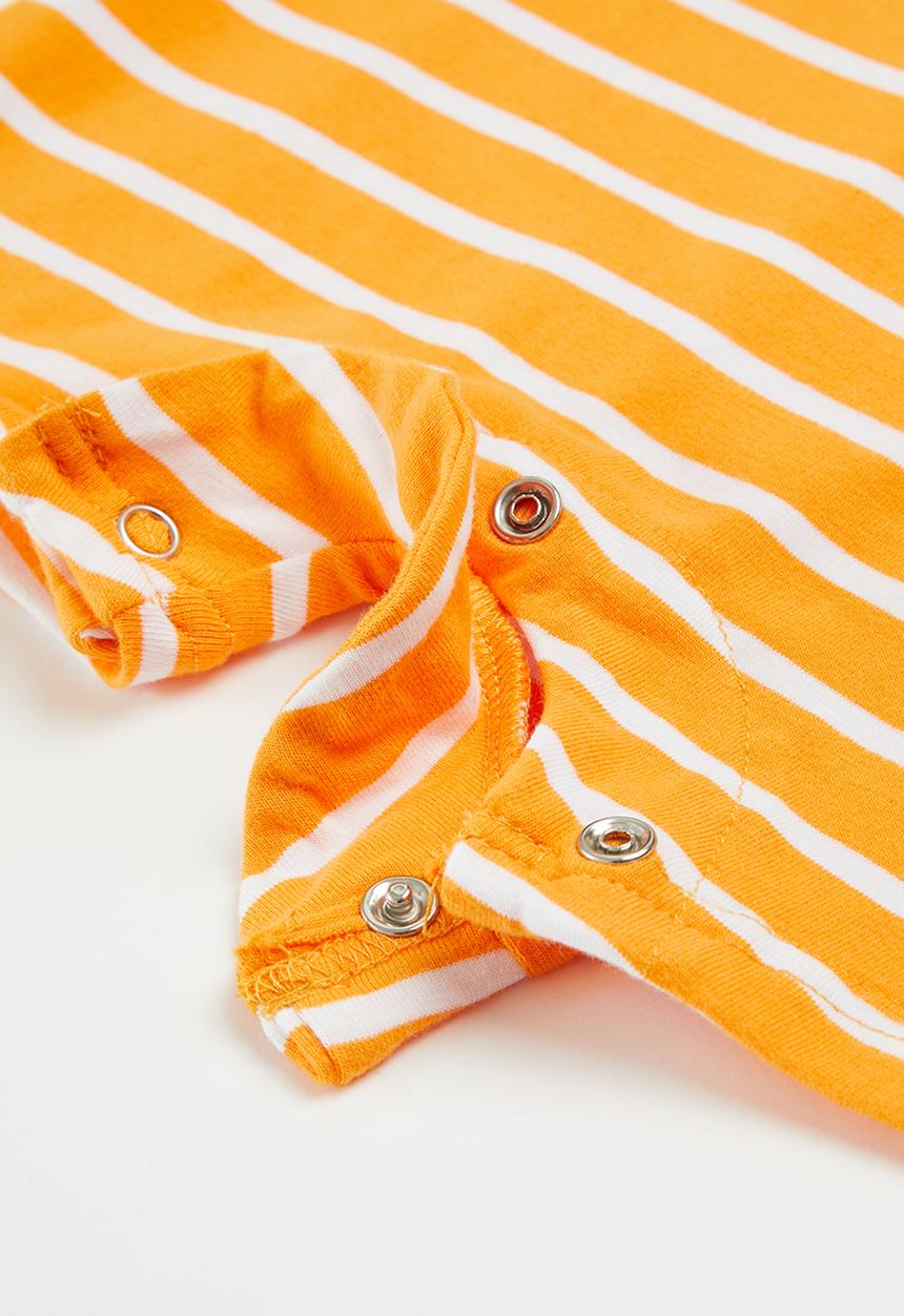 Pop Candy - Sleeveless striped romper - orange & white