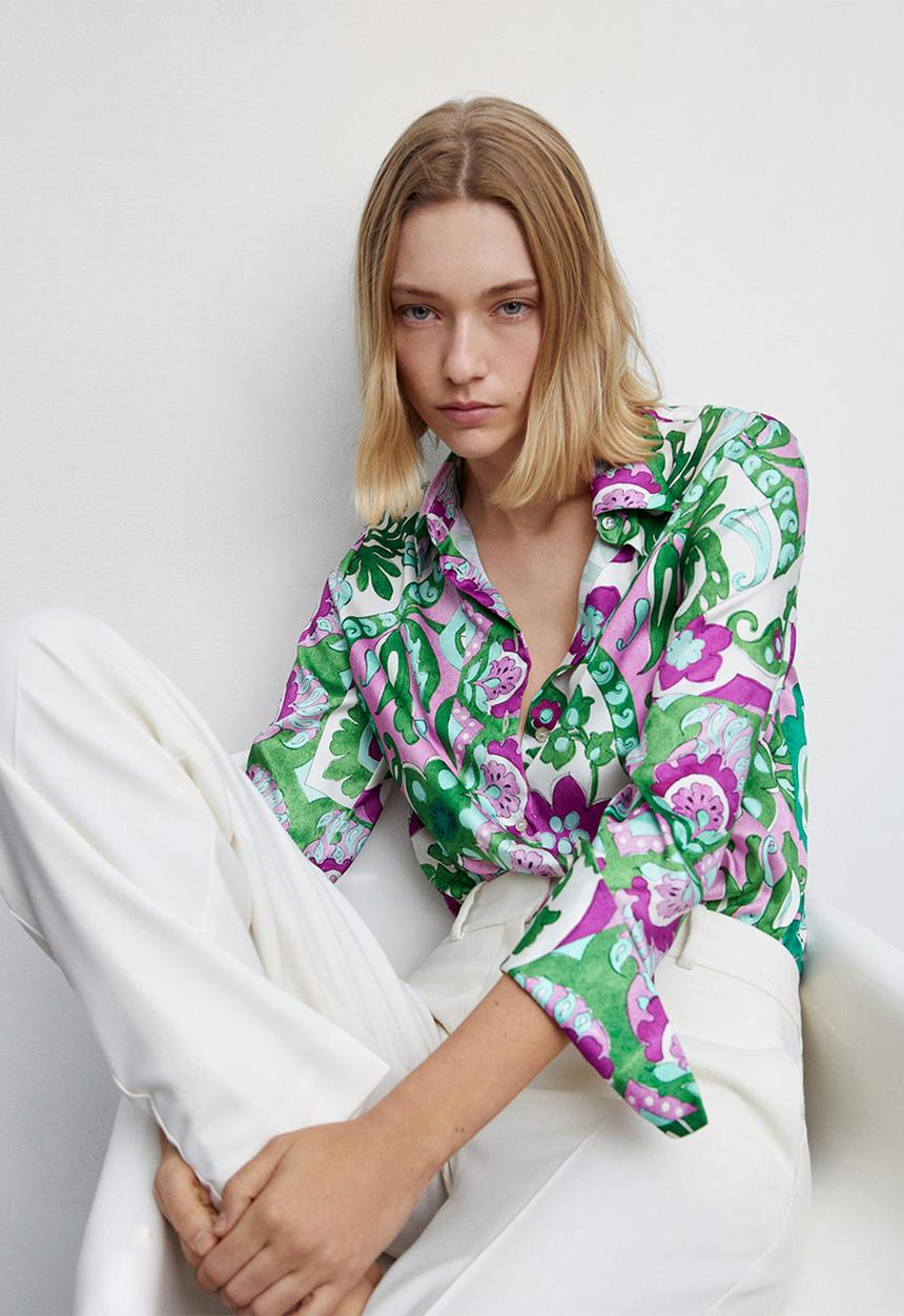 MANGO - Shirt sandy - green