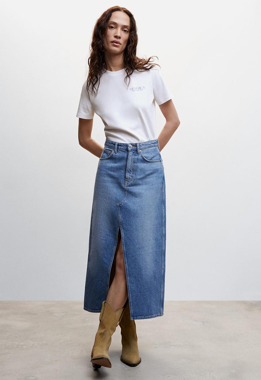 MANGO - T-shirt rin - mid blue