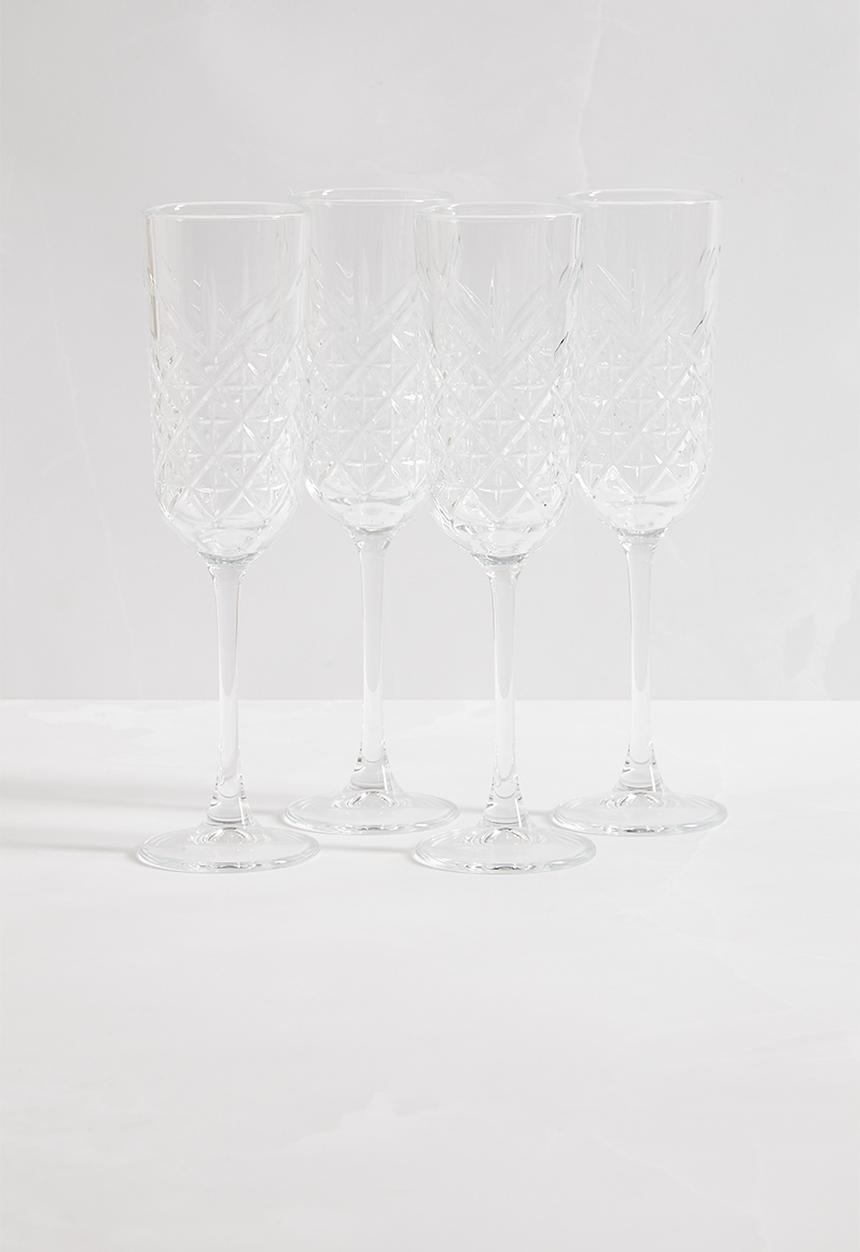 Sixth Floor - Timeless Champagne Flute Set of 4 - Crysta