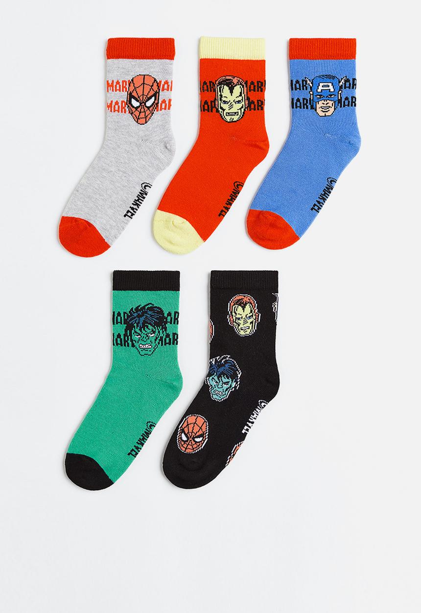 H&M - 5-pack patterned socks - red/marvel comics