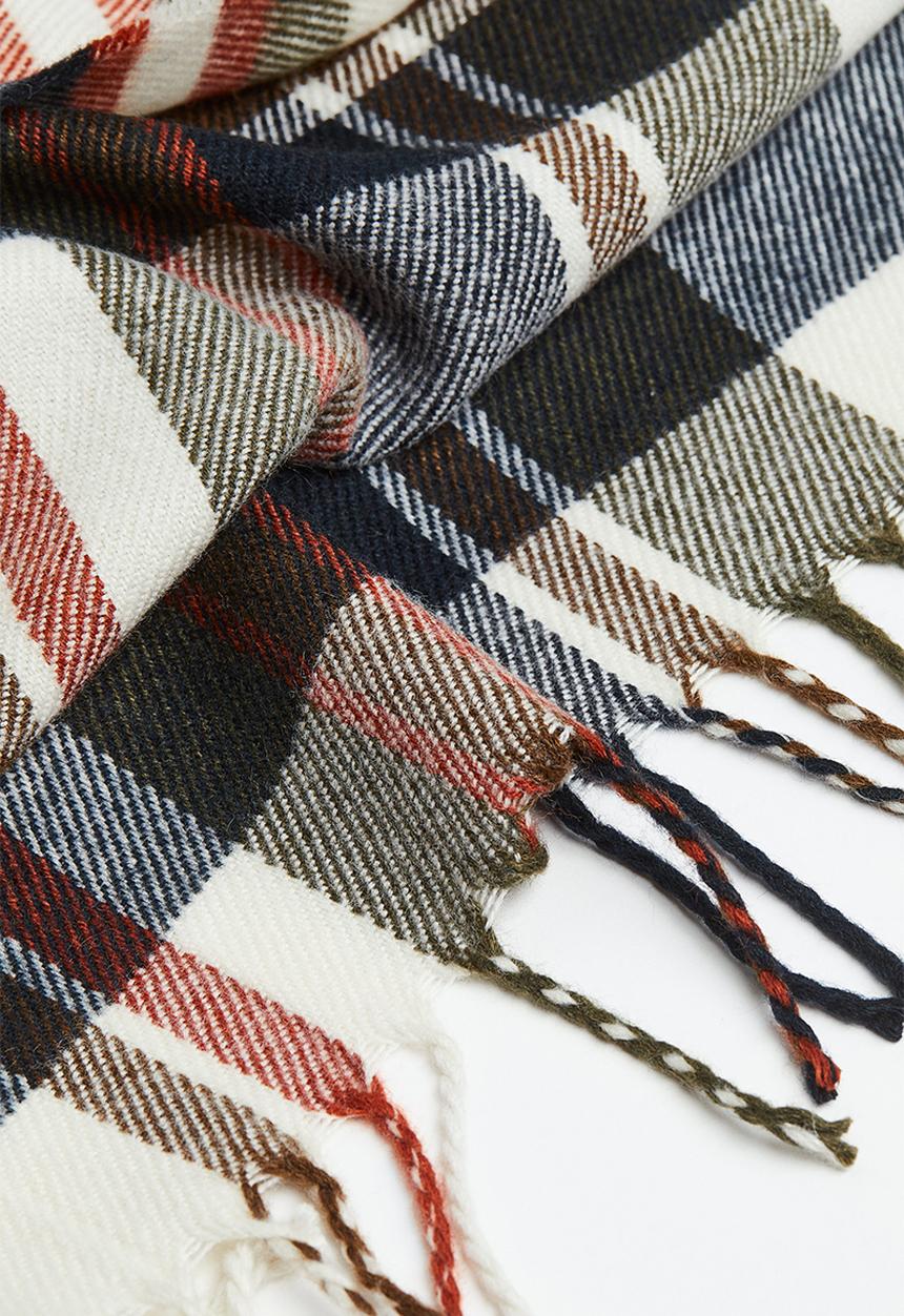 H&M - Scarf - cream/green checked