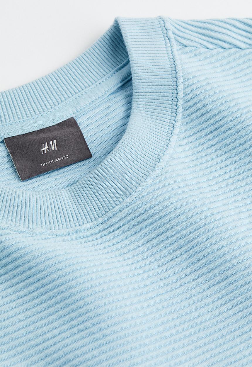 H&M - Regular fit ribbed sweatshirt - light blue